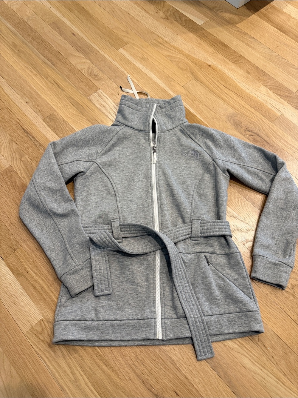 Women's Gray North Face Zip-Up Jacket with Belt size M